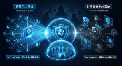GPT-5.4-Cyber与Claude Mythos的开放与封闭系统安全防护对比图