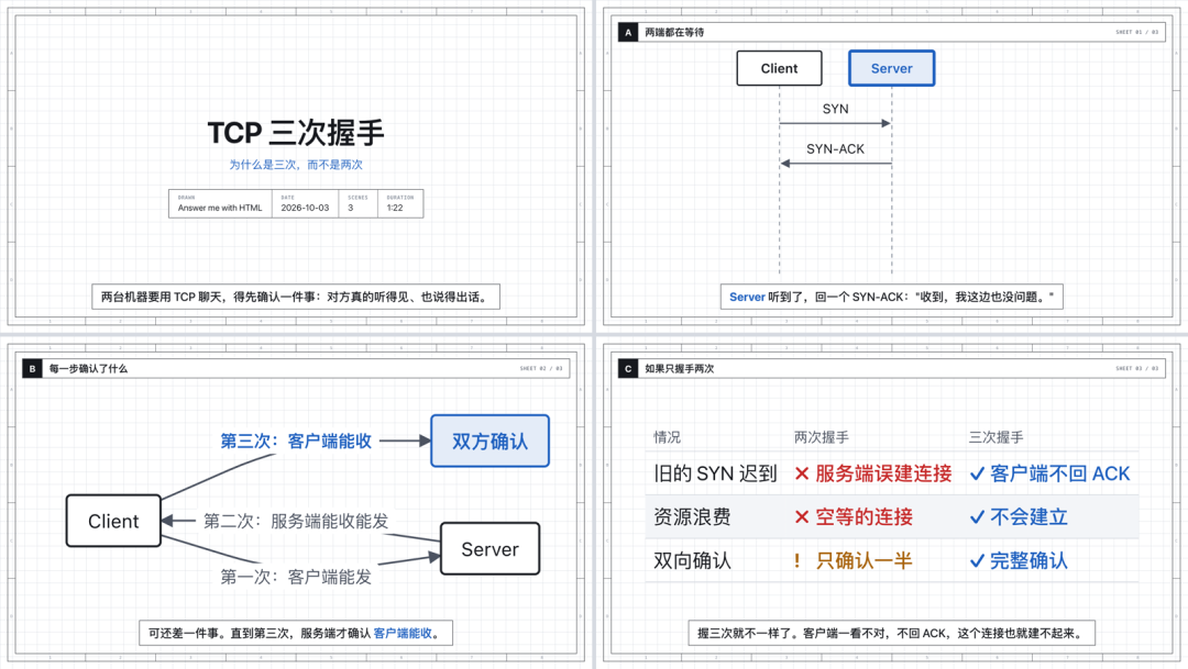TCP 三次握手讲解视频分镜效果图