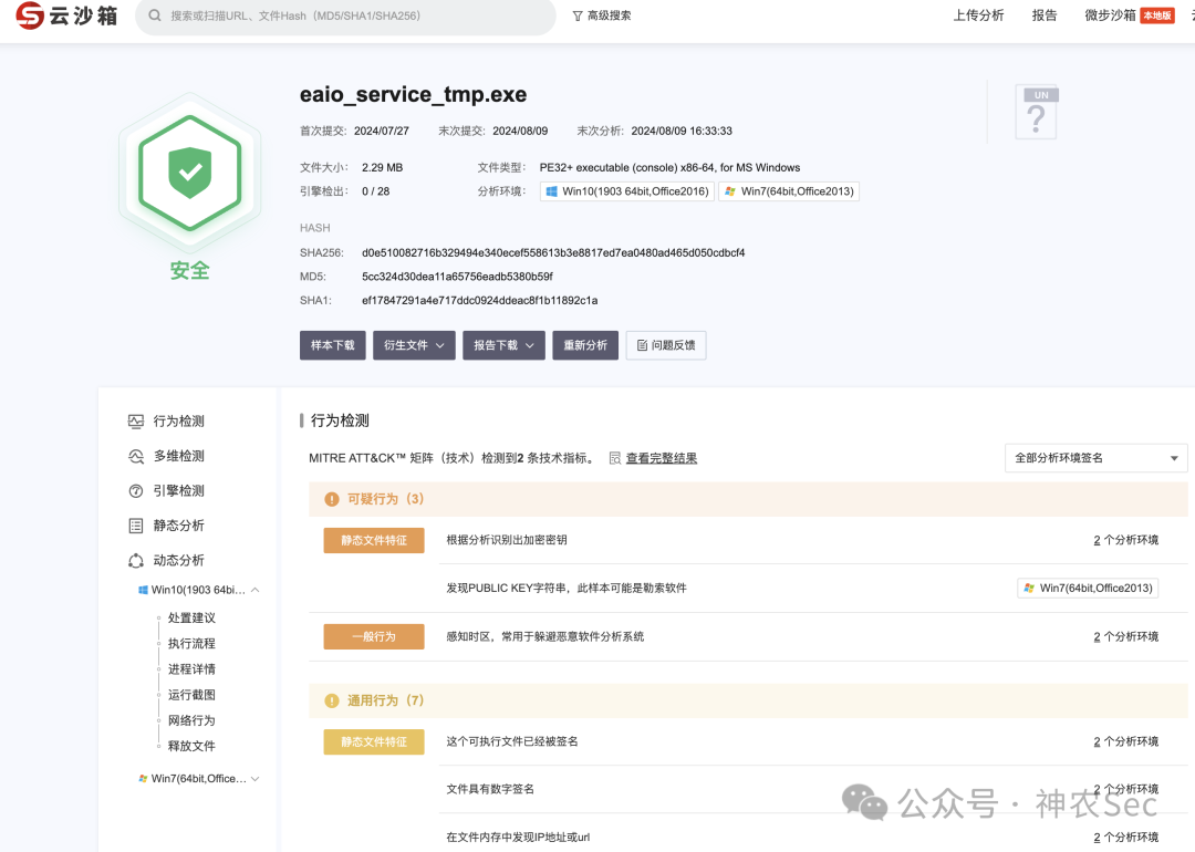 云沙箱文件安全分析报告
