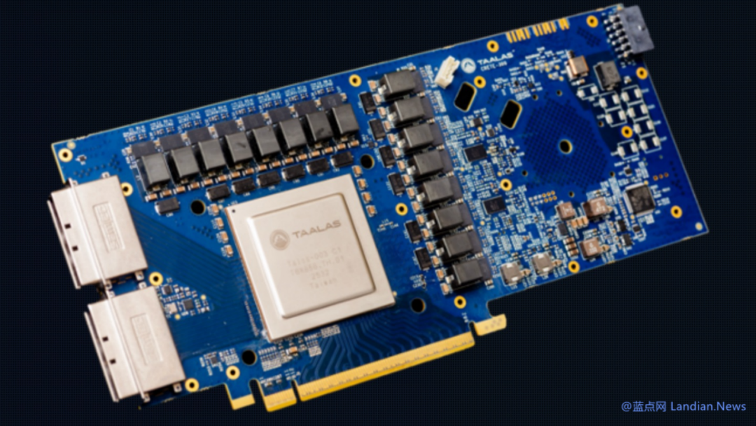 Taalas HC1芯片特写，中央为大型定制ASIC，周围未见传统内存模块