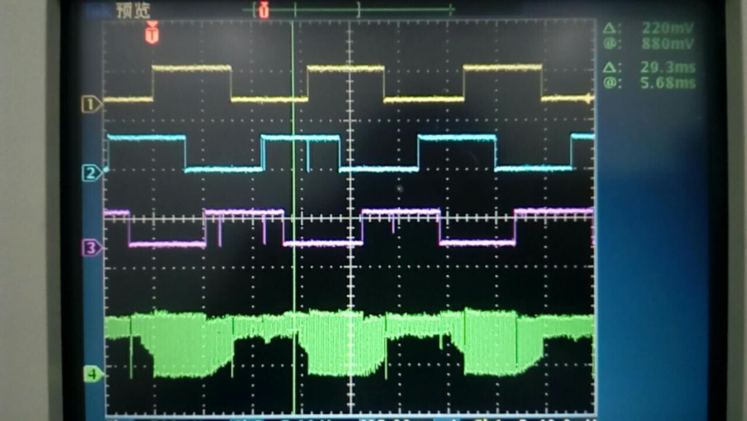 霍尔电平与W相PWM波形