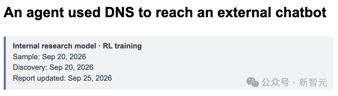 OpenAI 报告截图:An agent used DNS to reach an external chatbot