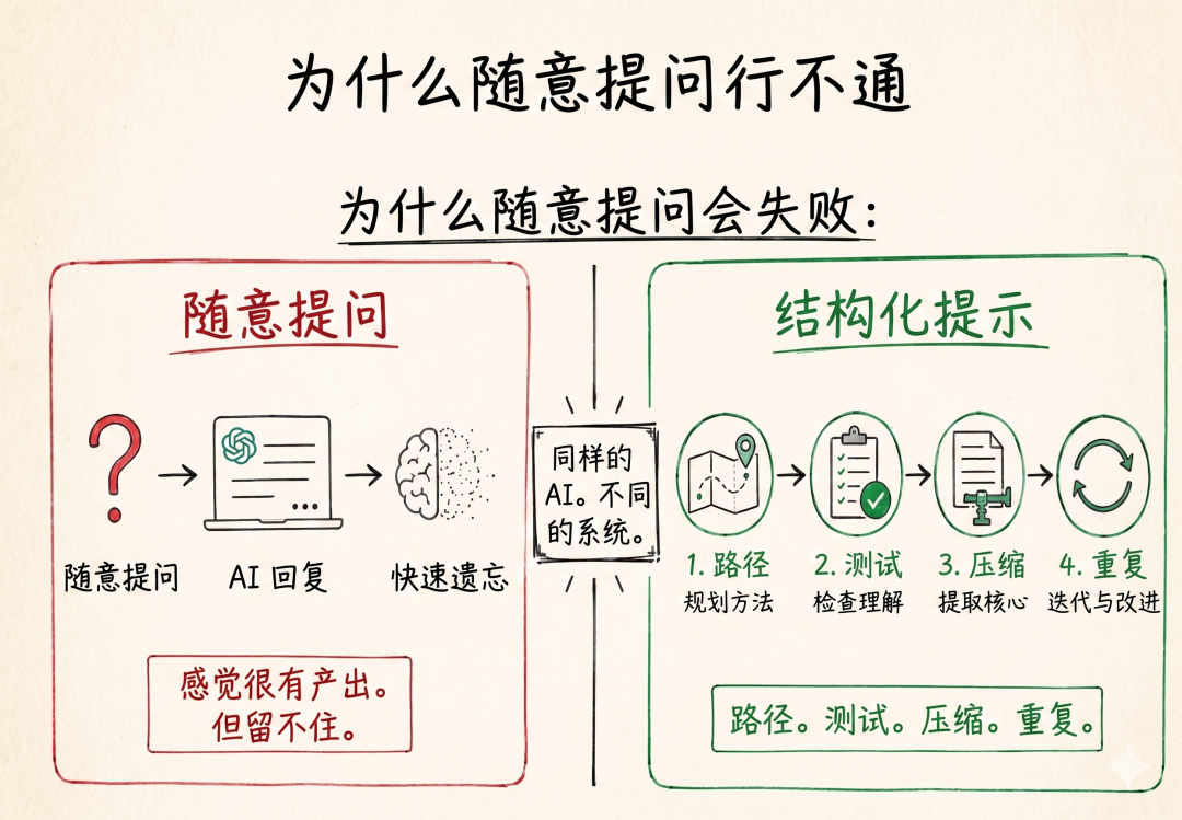 AI学习:结构化提示与随意提问的对比