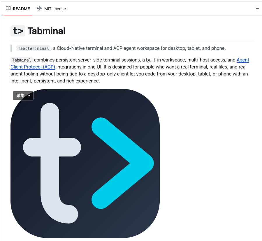 Tabminal项目README页面截图