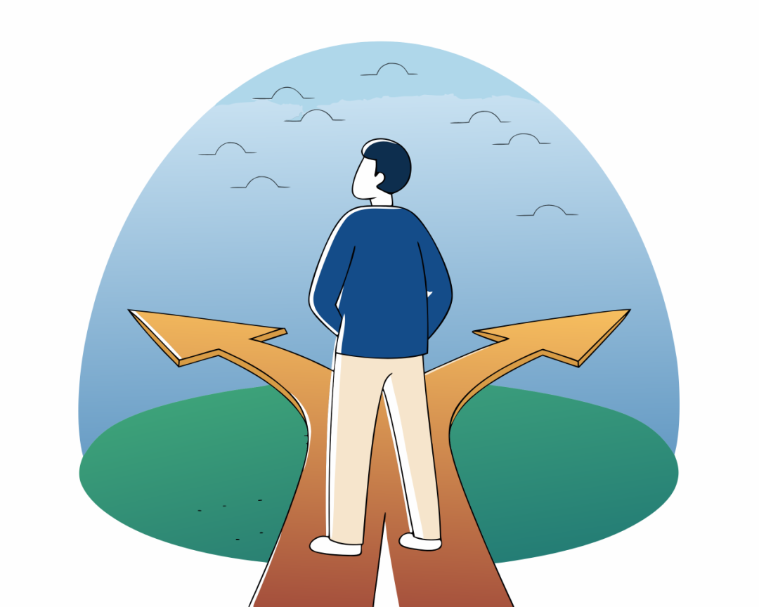 面对人生岔路口的背影