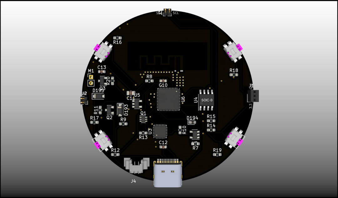 PCB母板3D渲染图俯视图