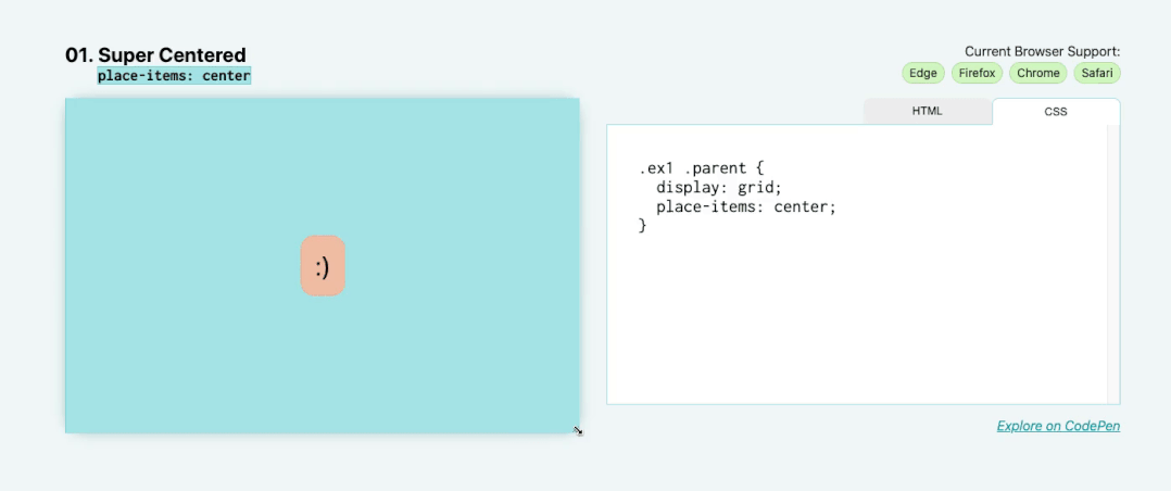 CSS Grid实现居中布局示意图