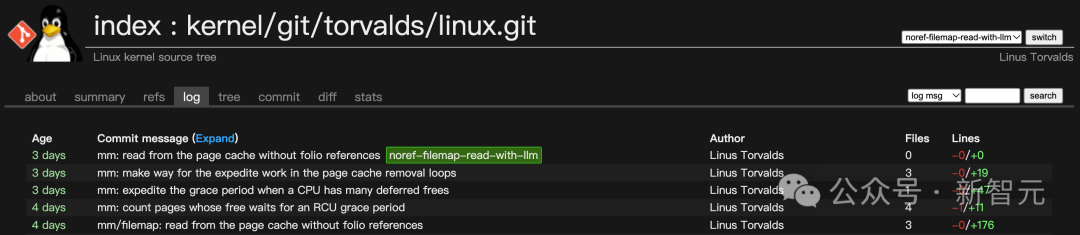 Linux内核Git仓库noref-filemap-read-with-llm分支提交日志