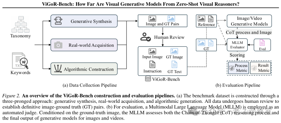ViGoR-Bench构建与评估流程示意图