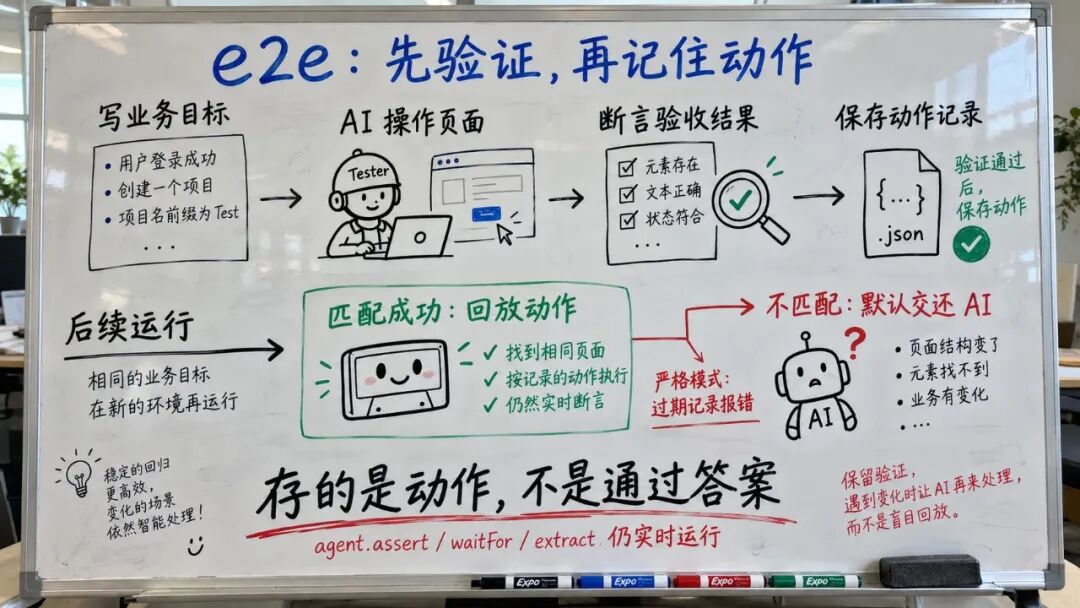 TesterArmy e2e 测试流程白板图 - 先验证再记住动作