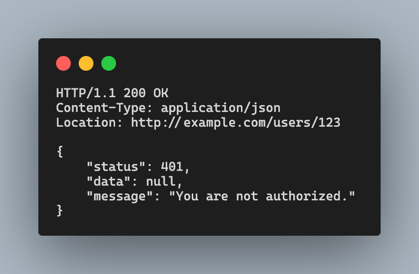 HTTP API 401未授权错误响应示例