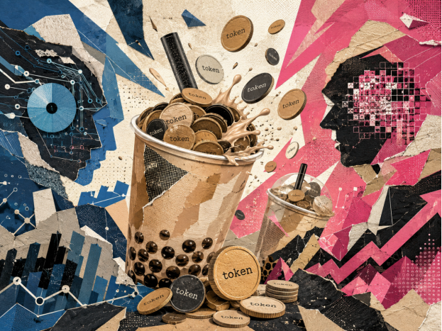 Token主题奶茶杯概念插画