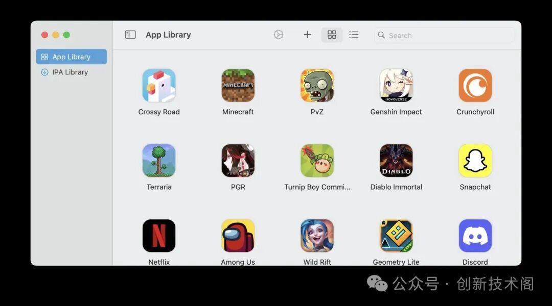 PlayCover的App Library界面截图