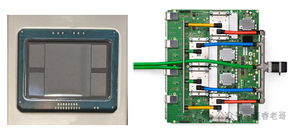 TPU v4芯片与电路板及连接器特写