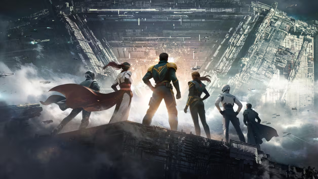 六位猎人眺望未来都市概念图