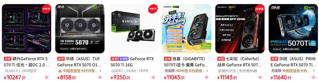 RTX 5070系列显卡电商价格
