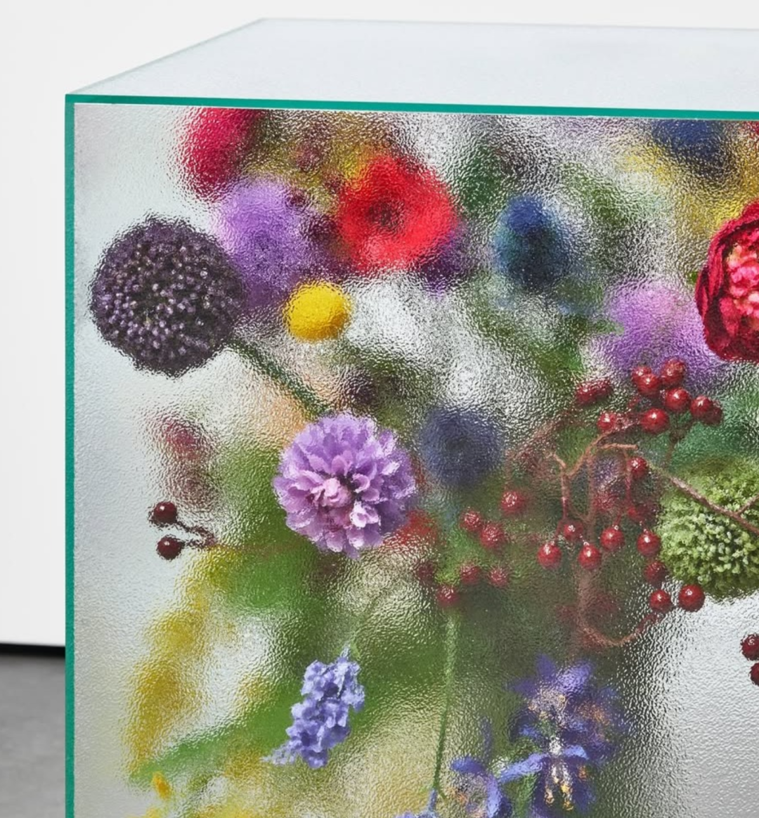 透过磨砂玻璃的花卉