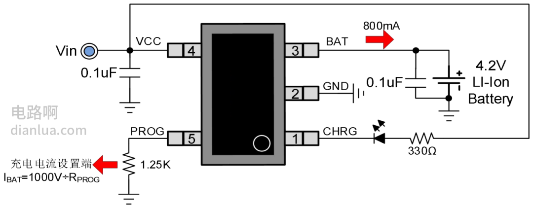 LP4054充电管理芯片典型应用电路图