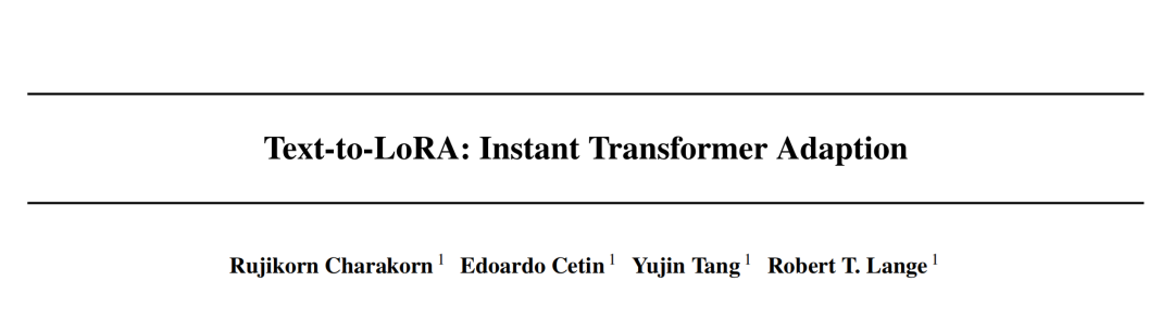 "Text-to-LoRA论文标题页"