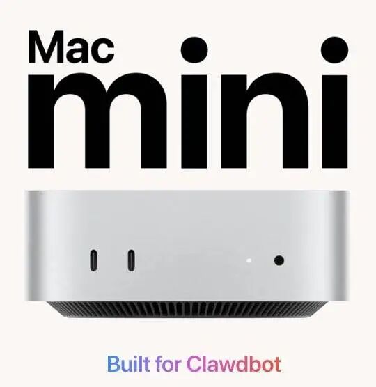 带有‘Built for Clawdbot’字样的Mac mini产品图