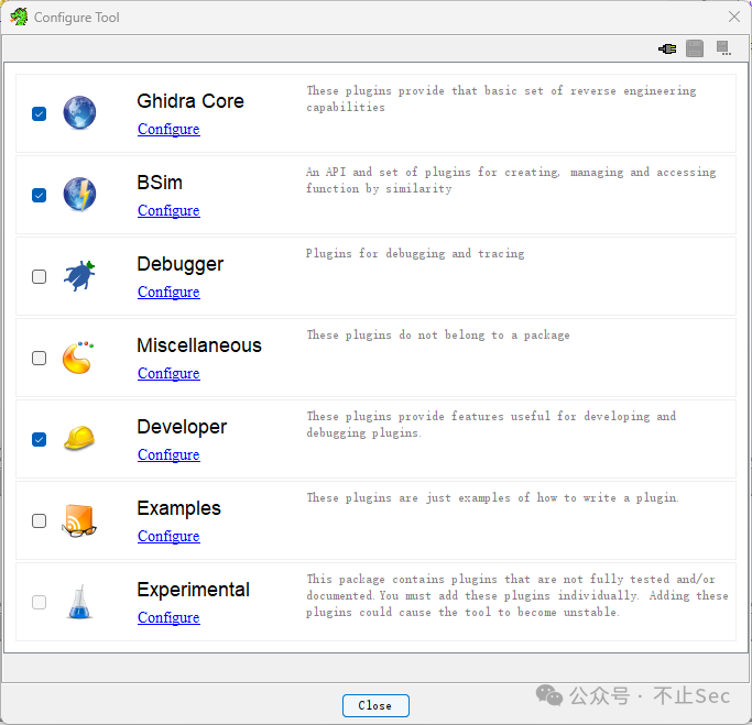 Ghidra 配置工具界面