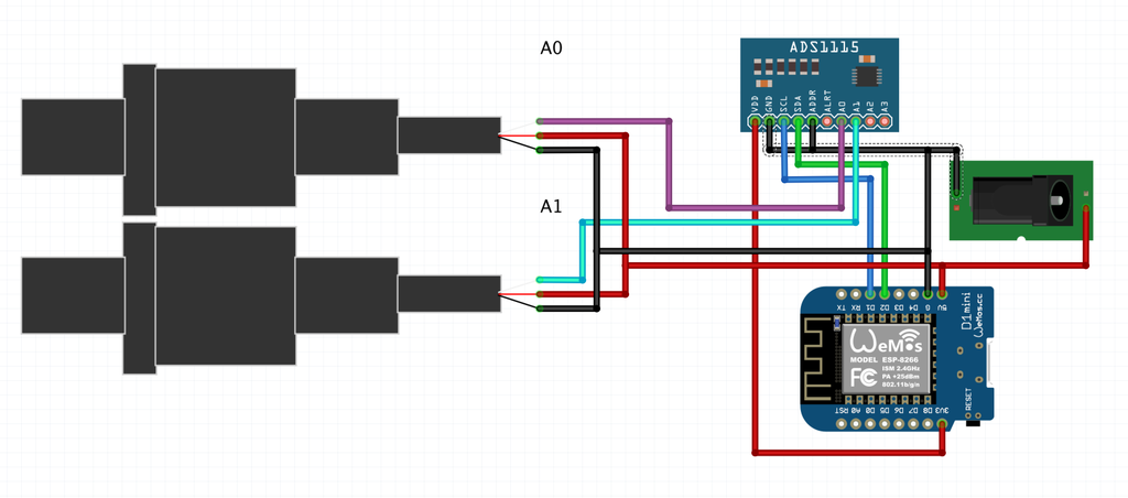 ESP8266 D1 mini与ADS1115连接示意图
