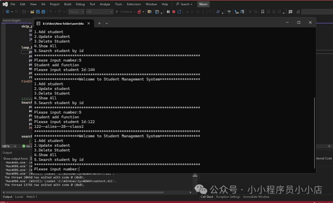 程序运行与调试界面