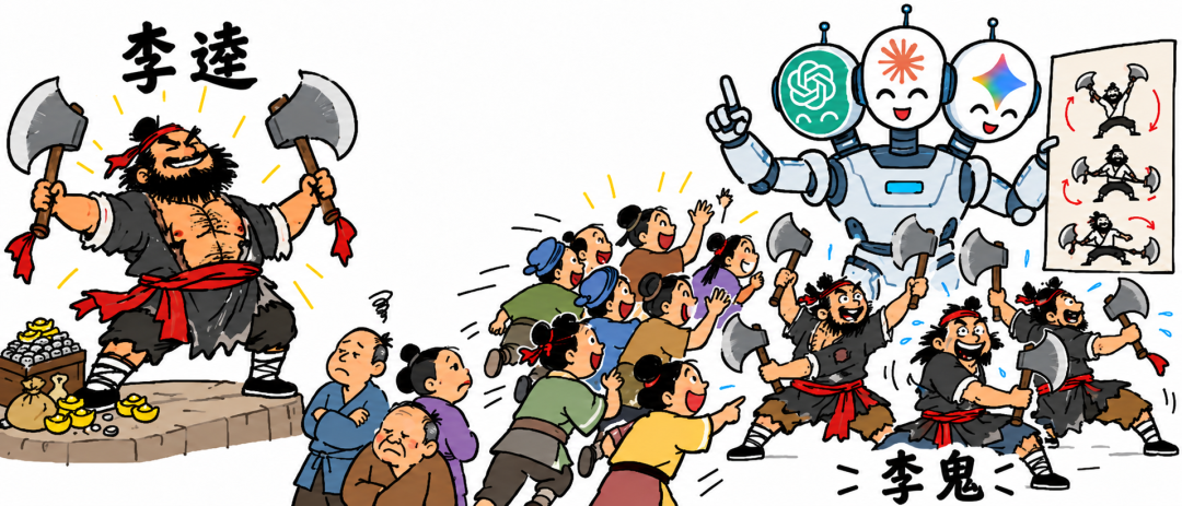 AI 复制软件功能讽刺漫画
