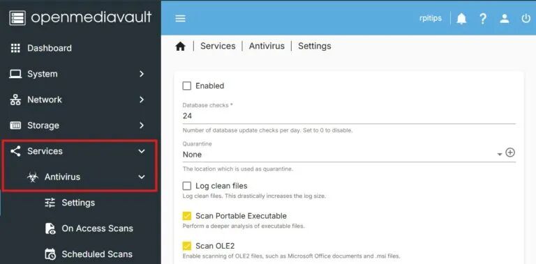 Antivirus插件设置界面