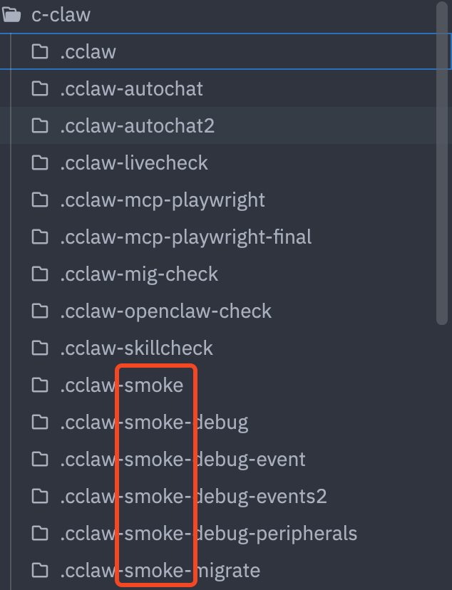 c-claw项目中的各种测试文件夹