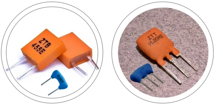 常见2引脚和3引脚陶瓷谐振器实物图