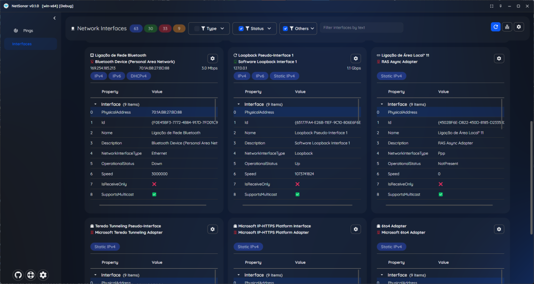 NetSonar 网卡信息界面