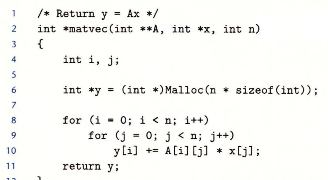 matvec函数代码示例，存在未初始化错误
