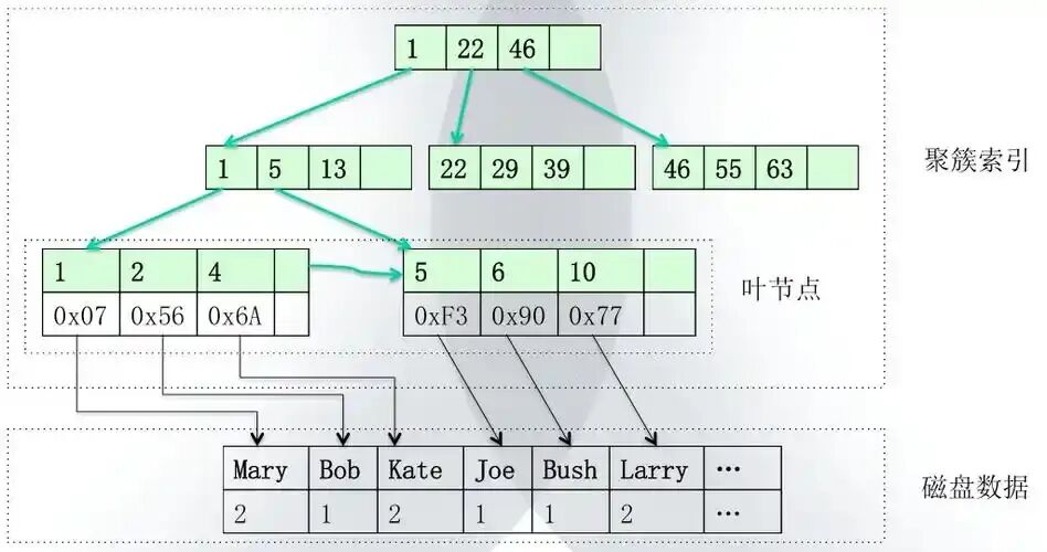 B+树索引结构示意图