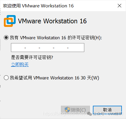 VMware首次启动欢迎与许可证输入界面