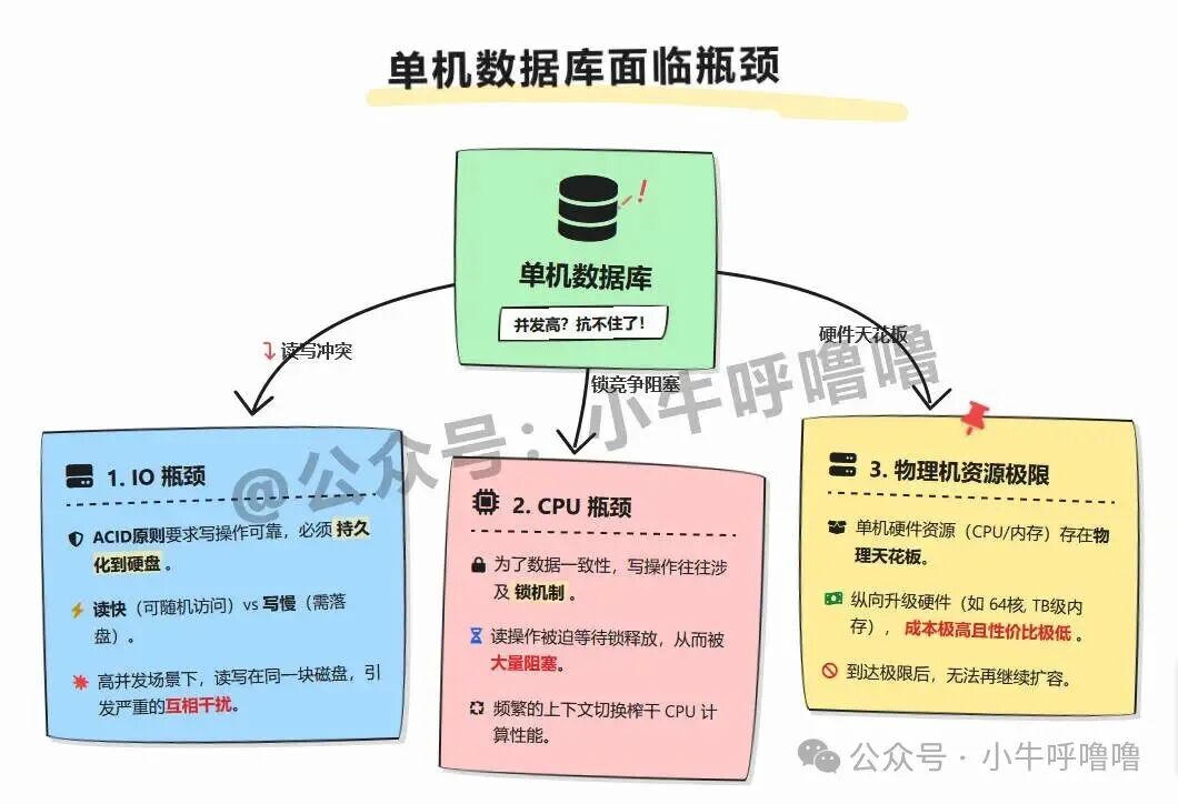 单机数据库面临瓶颈的思维导图