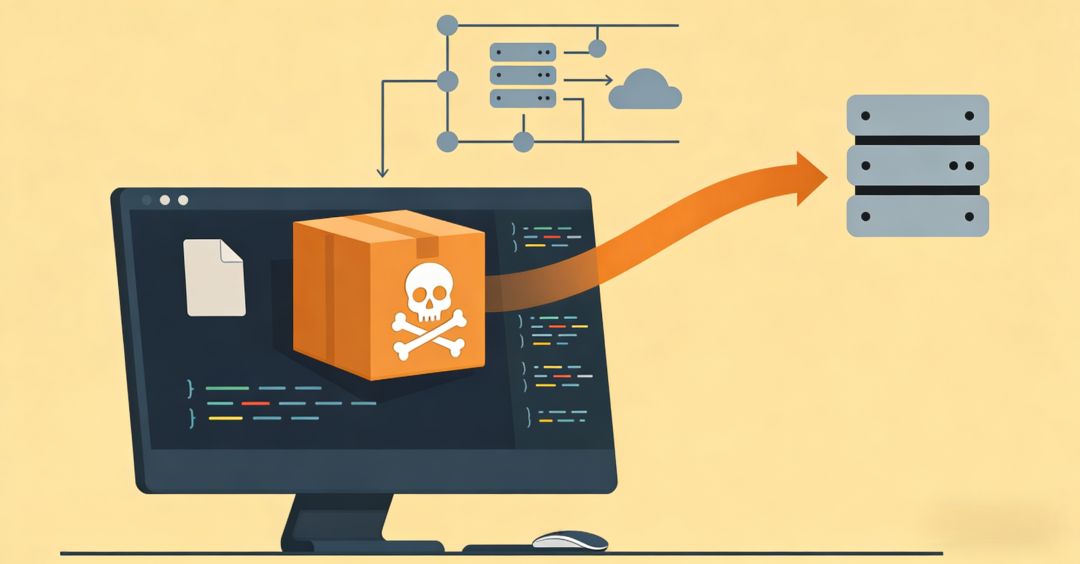 恶意软件通过CI/CD管道泄露数据示意图