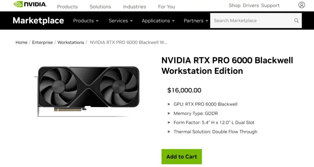 NVIDIA RTX PRO 6000工作站版产品页