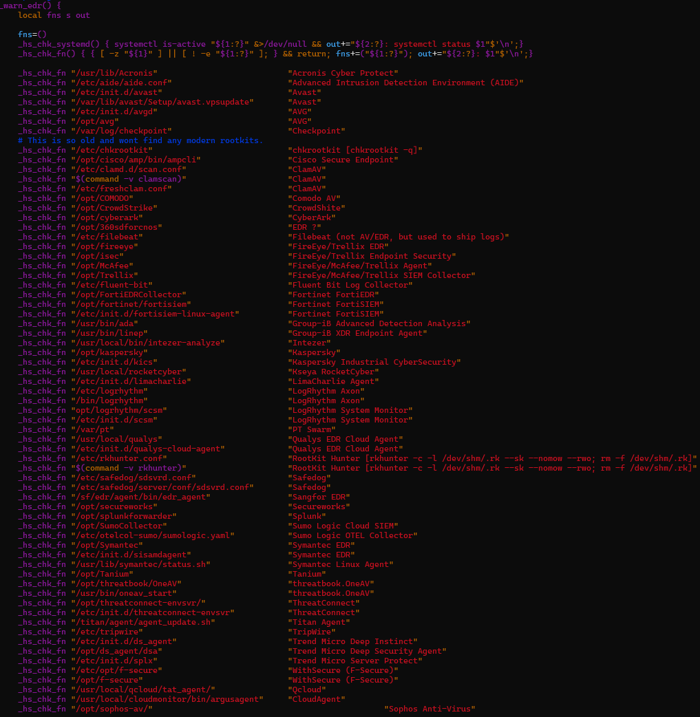 终端中检测到的各类EDR/安全工具路径列表