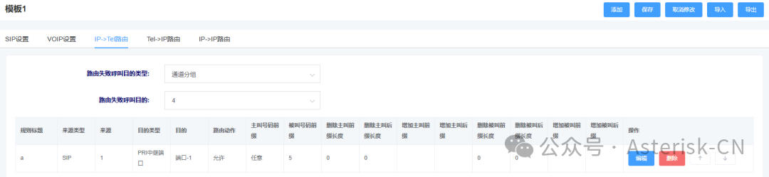 用户侧网关IP到电话路由配置