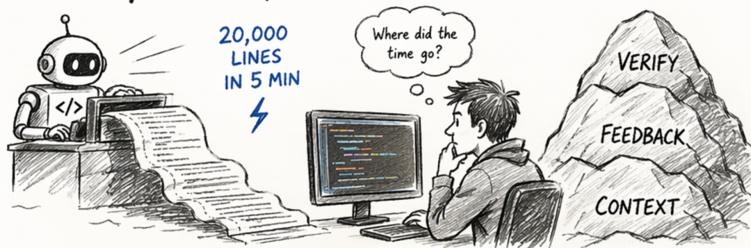 AI生成代码与程序员验证效率对比漫画