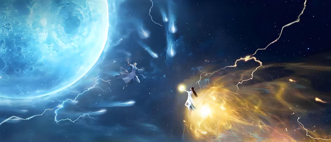 科幻仙侠风格太空对决插画