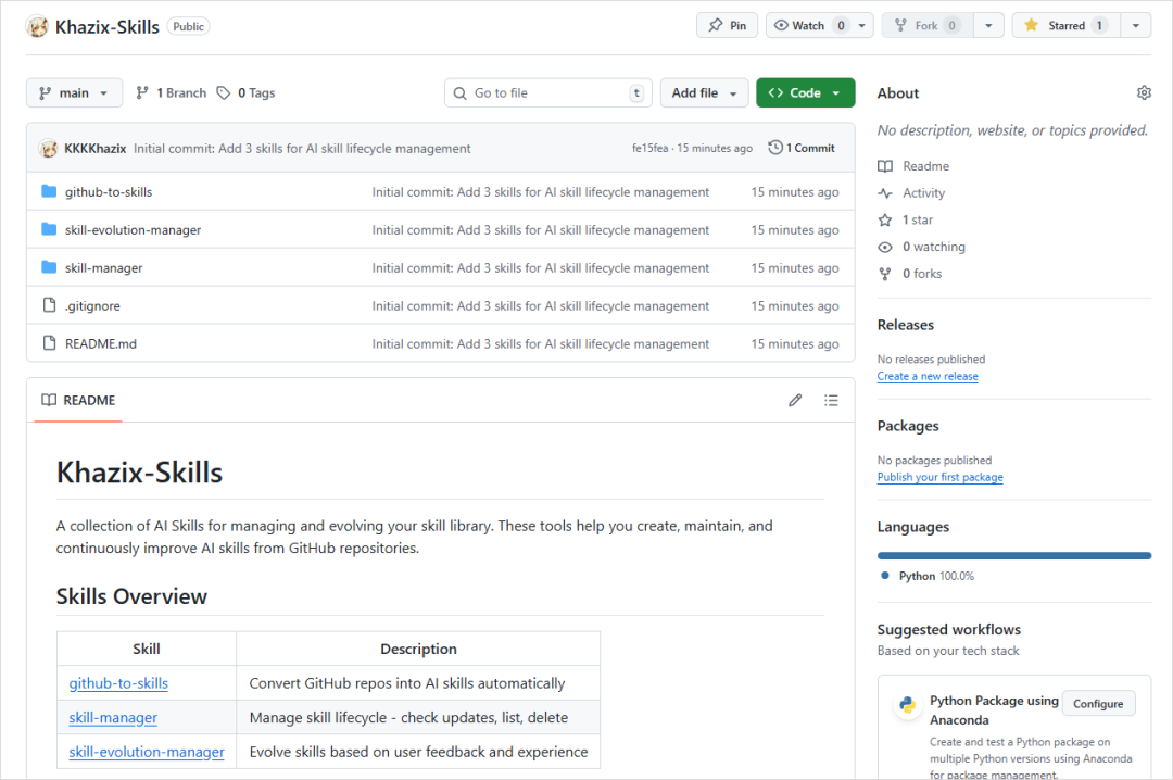 Khazix-Skills GitHub仓库主页截图