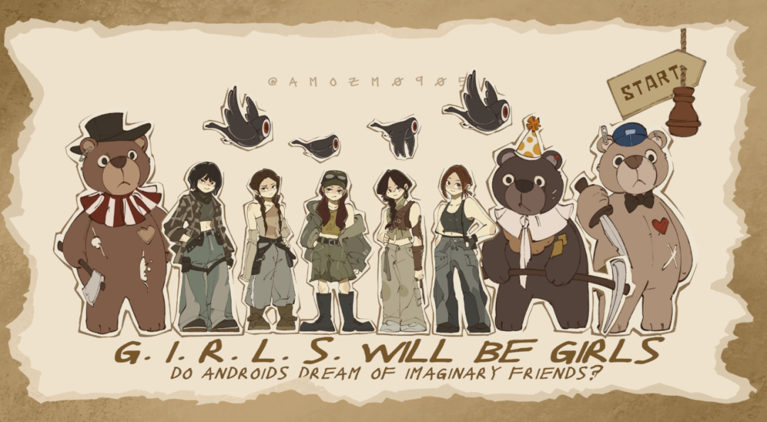 《G.I.R.L.S. will be Girls》游戏主视觉复古插画