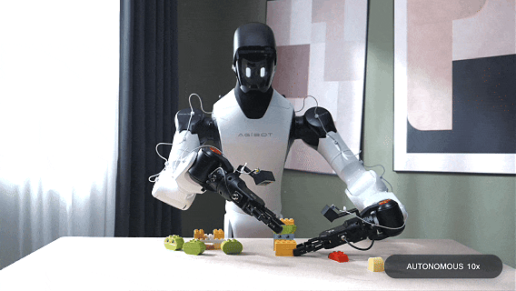人形机器人AGIBOT自主完成乐高积木搭建任务