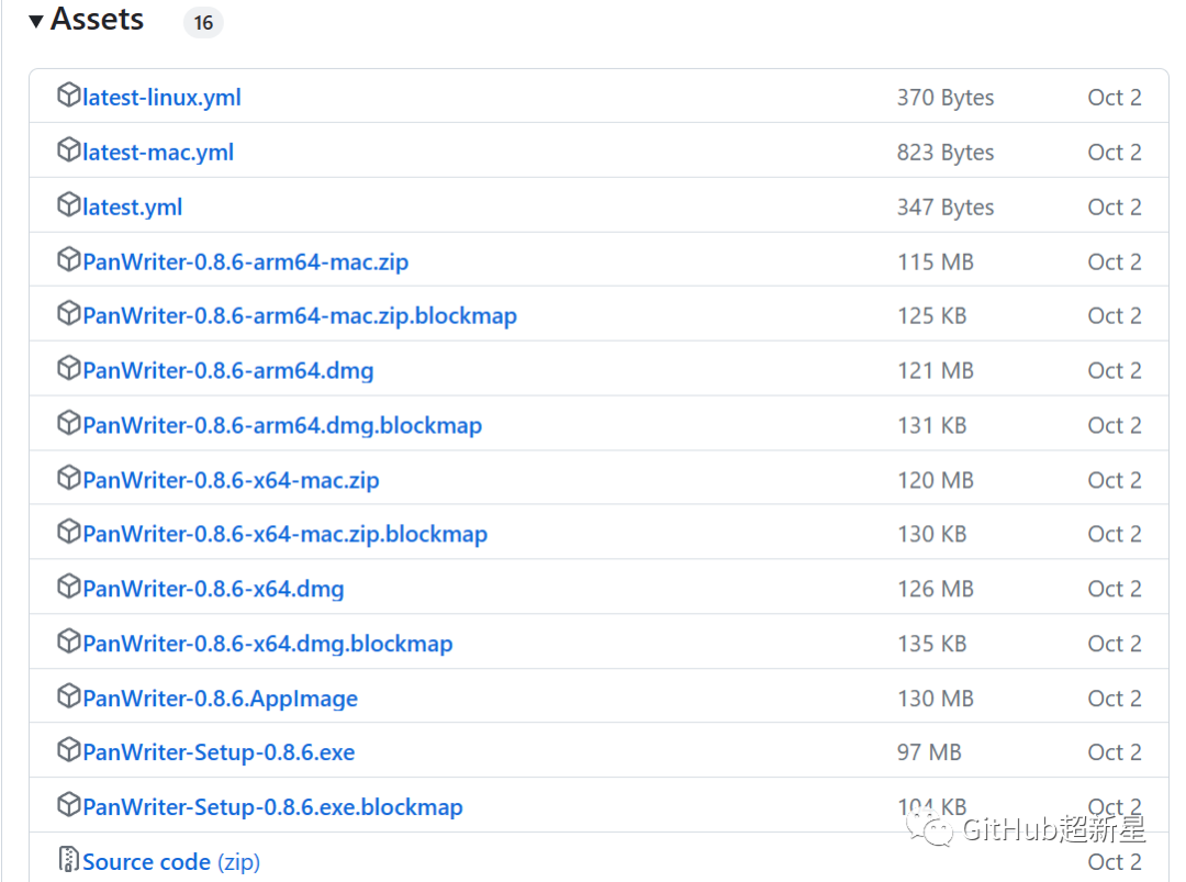 PanWriter在GitHub上的发布页面与各平台安装包