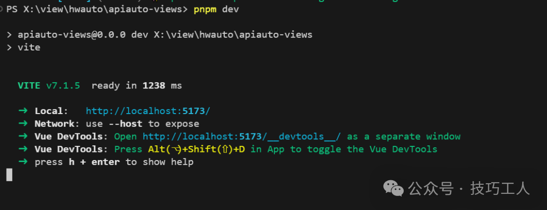 Vite 启动成功,本地地址 http://localhost:5173/