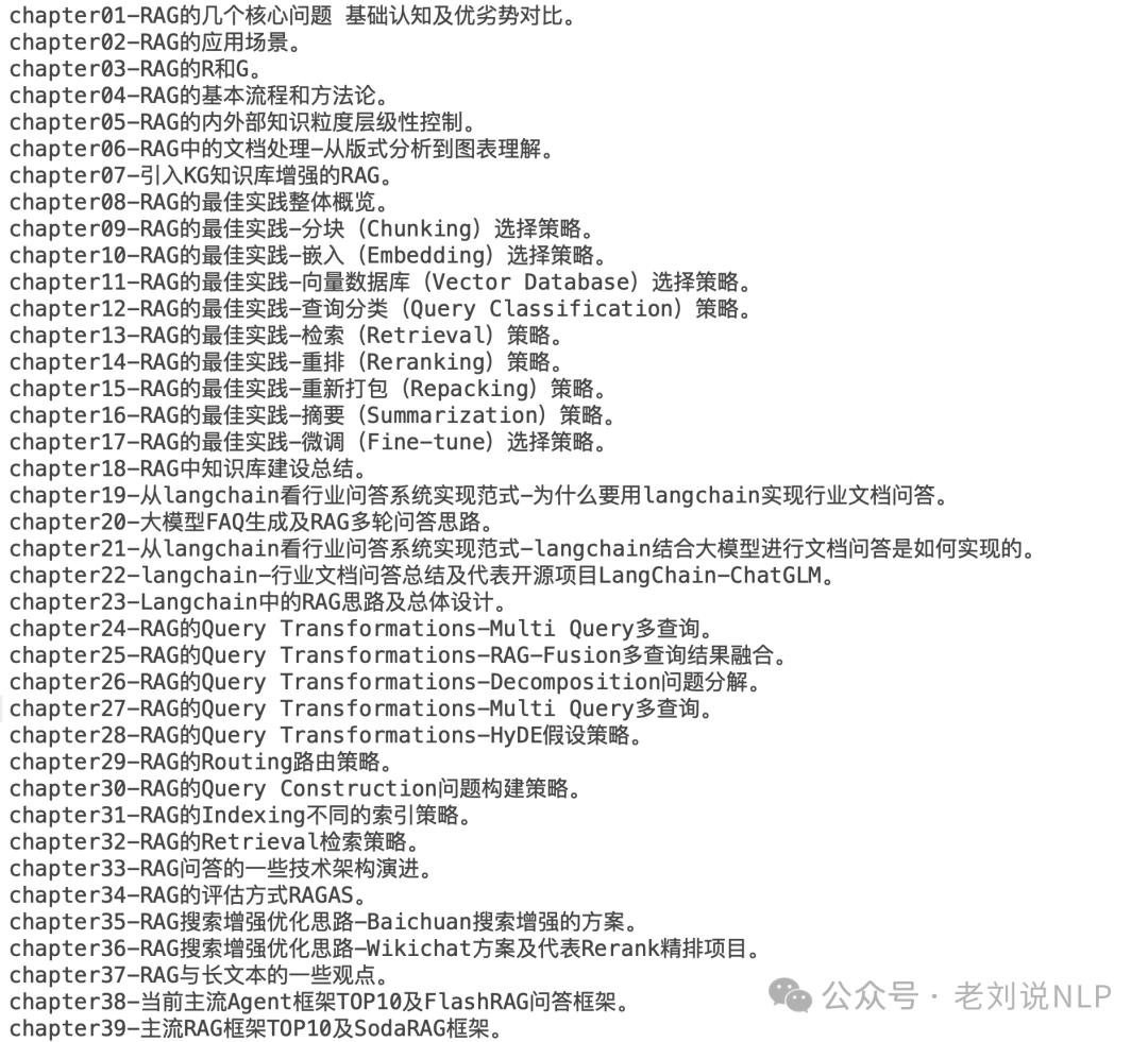 RAG知识体系章节列表
