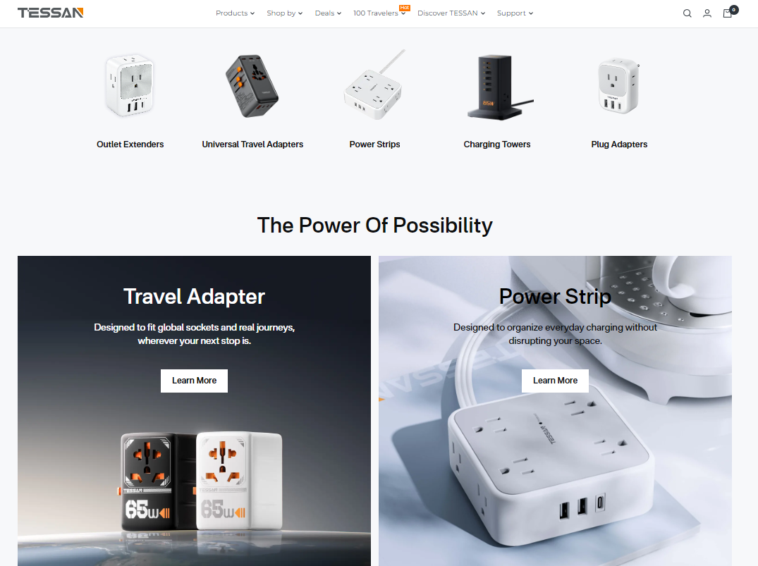 TESSAN品牌独立站官网产品展示页