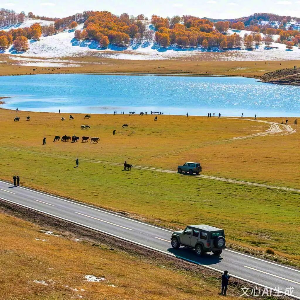 文心一言生成的秋季草原风光，色彩层次丰富